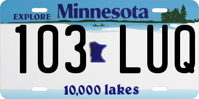 MN license plate 103LUQ