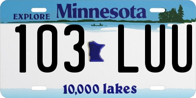 MN license plate 103LUU