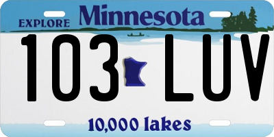MN license plate 103LUV