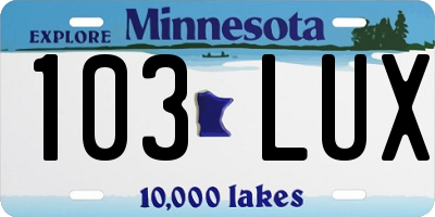 MN license plate 103LUX