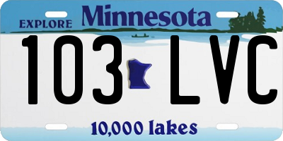 MN license plate 103LVC