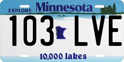 MN license plate 103LVE