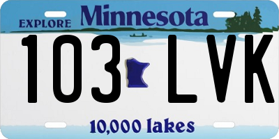 MN license plate 103LVK