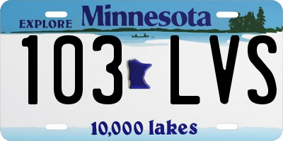 MN license plate 103LVS
