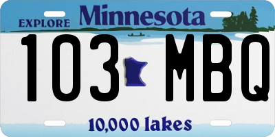 MN license plate 103MBQ