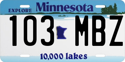 MN license plate 103MBZ