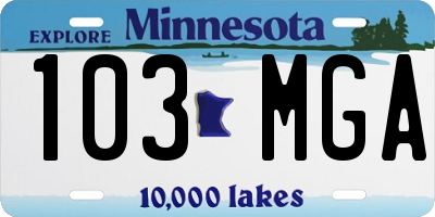 MN license plate 103MGA