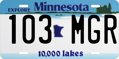 MN license plate 103MGR
