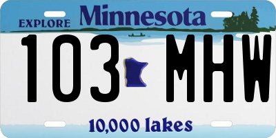 MN license plate 103MHW