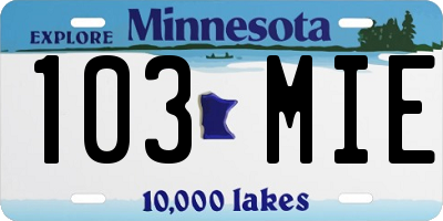 MN license plate 103MIE