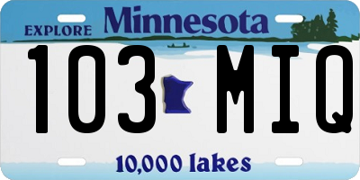 MN license plate 103MIQ