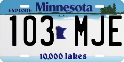 MN license plate 103MJE