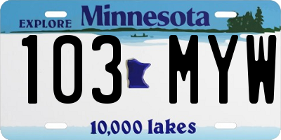 MN license plate 103MYW