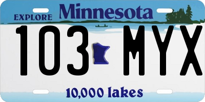 MN license plate 103MYX