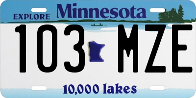 MN license plate 103MZE