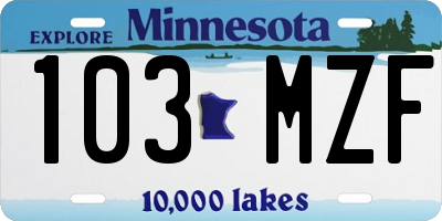 MN license plate 103MZF