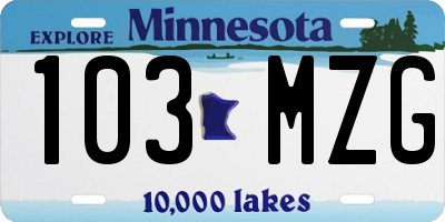MN license plate 103MZG