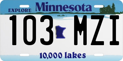 MN license plate 103MZI