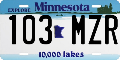 MN license plate 103MZR