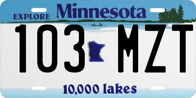 MN license plate 103MZT