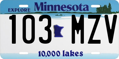 MN license plate 103MZV