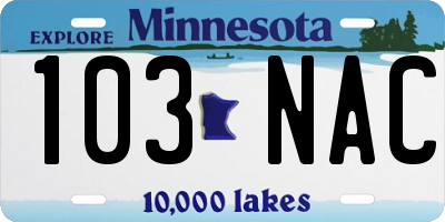 MN license plate 103NAC