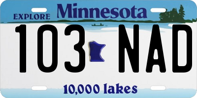 MN license plate 103NAD