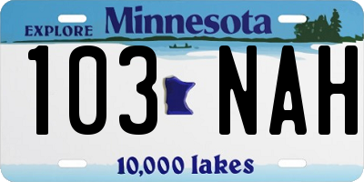 MN license plate 103NAH