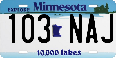 MN license plate 103NAJ