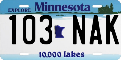 MN license plate 103NAK