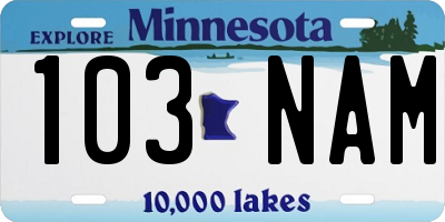 MN license plate 103NAM