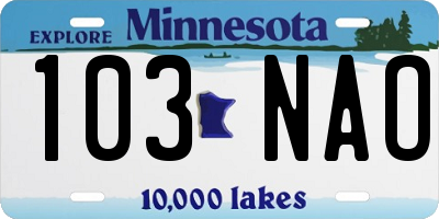 MN license plate 103NAO
