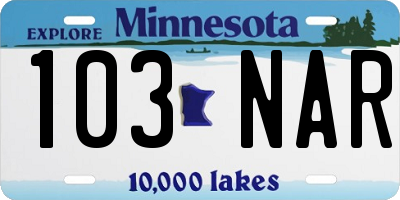 MN license plate 103NAR