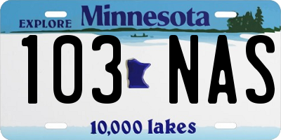 MN license plate 103NAS