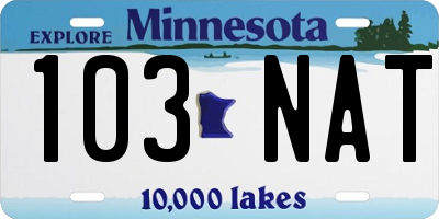 MN license plate 103NAT