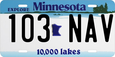 MN license plate 103NAV