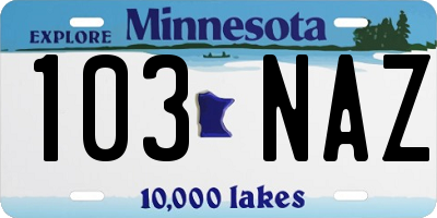 MN license plate 103NAZ
