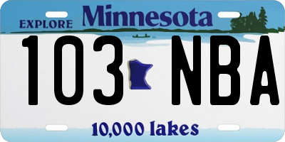 MN license plate 103NBA