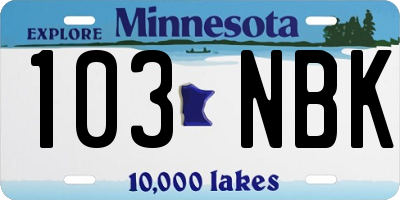 MN license plate 103NBK