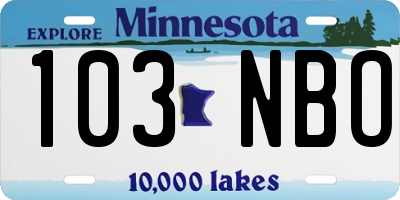MN license plate 103NBO