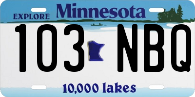 MN license plate 103NBQ