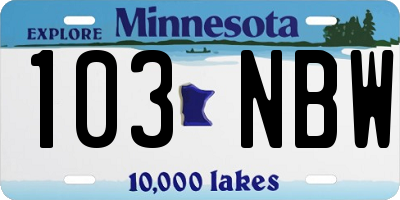 MN license plate 103NBW