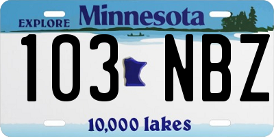 MN license plate 103NBZ