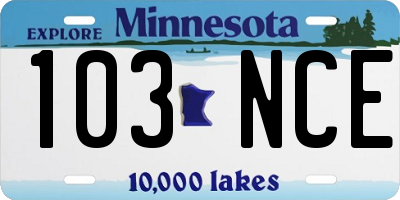 MN license plate 103NCE