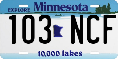 MN license plate 103NCF