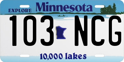 MN license plate 103NCG