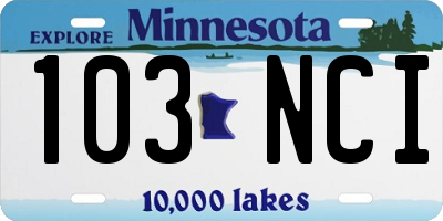 MN license plate 103NCI