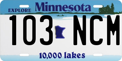 MN license plate 103NCM