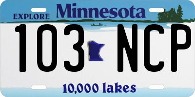 MN license plate 103NCP