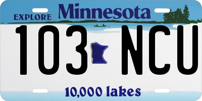 MN license plate 103NCU